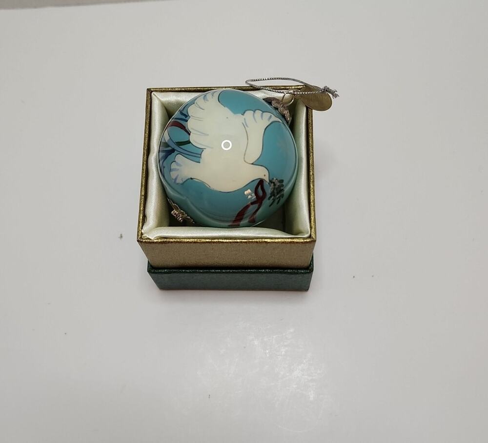 Pier 1 Li Bien Christmas Ornament Ball 2014 Dove Reverse Inside Painted In Box